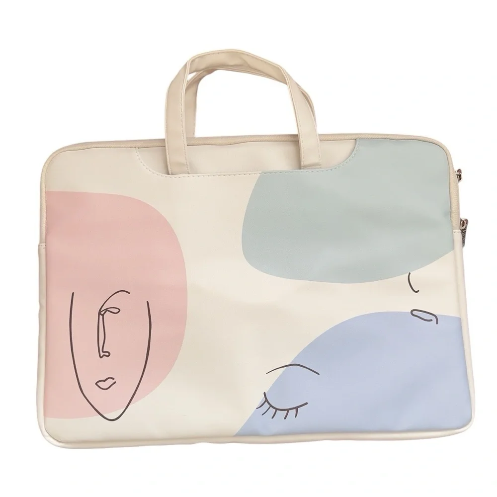 Laptop Carrying Bag Women 11-15.6 inch Laptop Sleeve Creme Multicolor NWOT